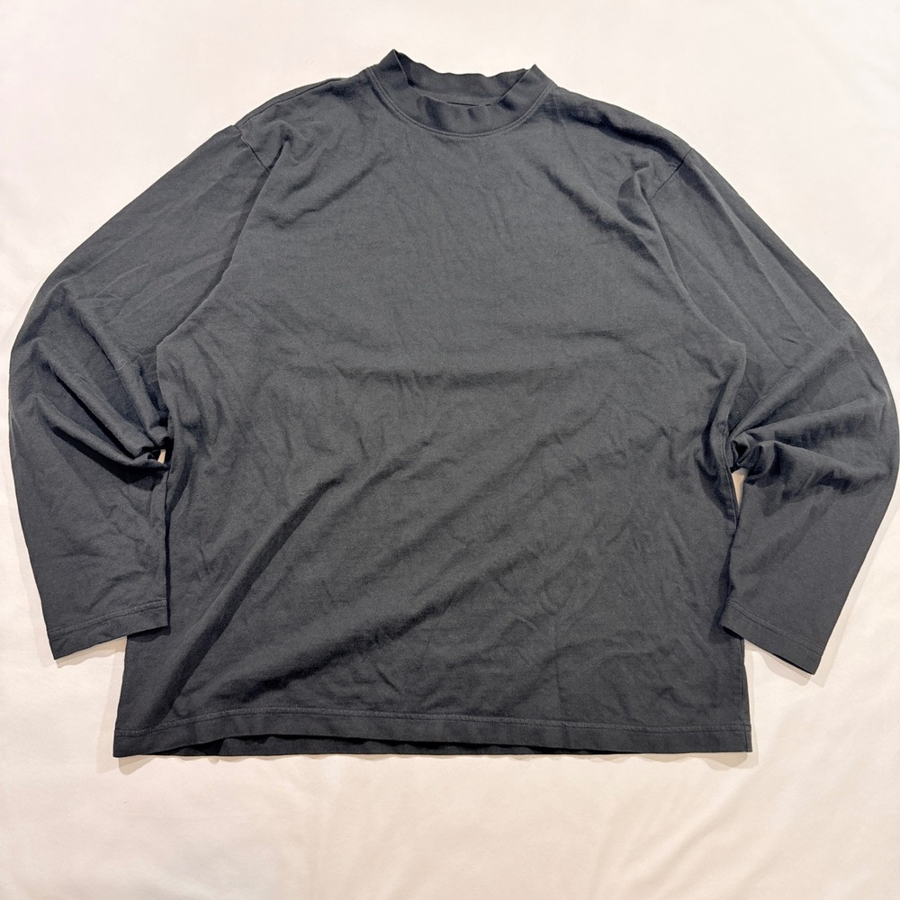 Yeezy Gap Long Sleeve T-Shirt Men Size Large Black Mock Neck Relaxed Fit